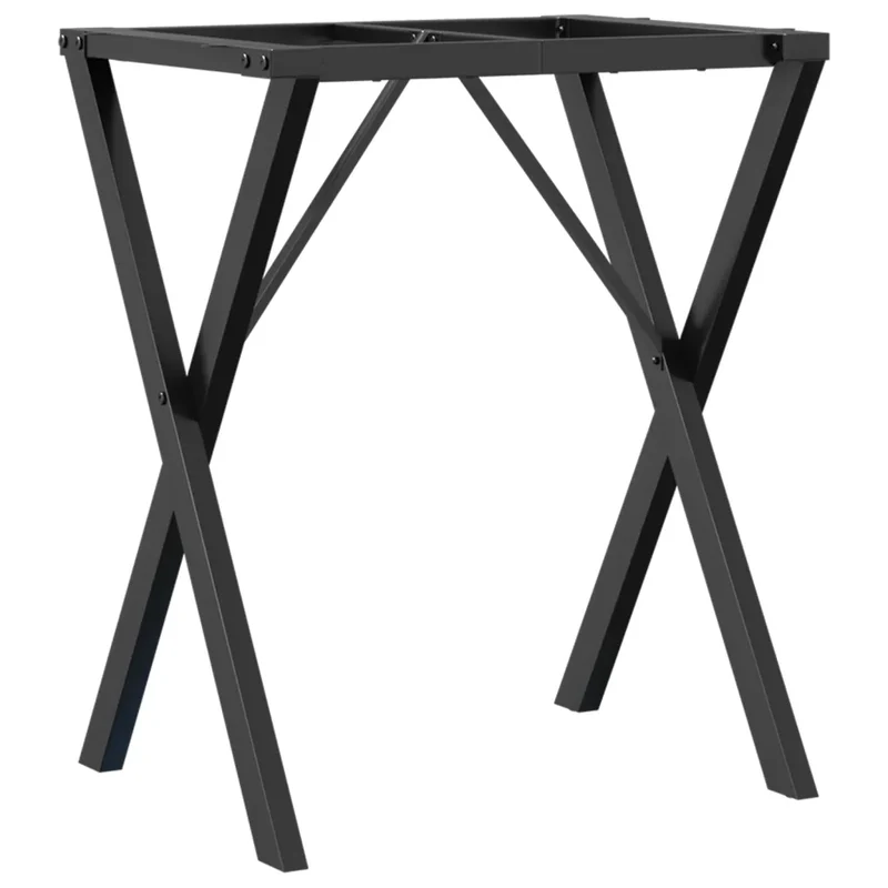 Pieds de table à manger cadre en X 60 x 40 x 73 cm stables et robustes style industriel en acier noir 02_0047242