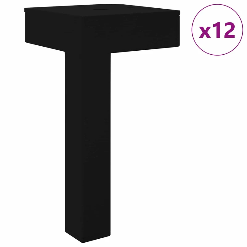 Lot de 12 pieds debout design moderne polyvalents 57 x 57 x 100 mm en fer noir 02_0051988