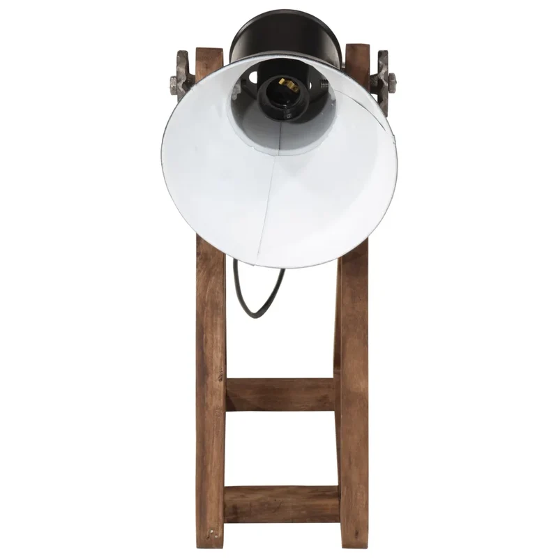 Lampe de bureau industrielle stable 30 x 17 x 40 cm ambiance cosy en bois de manguier noir 02_0047518