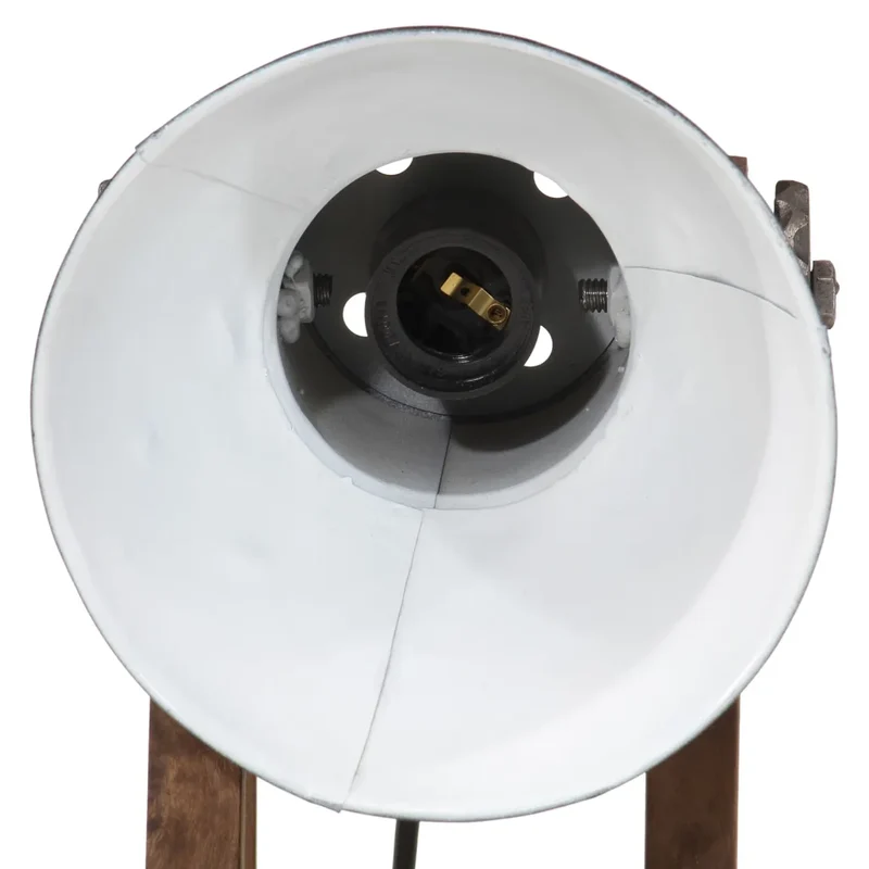 Lampe de bureau industrielle stable 30 x 17 x 40 cm ambiance cosy en bois de manguier noir 02_0047518