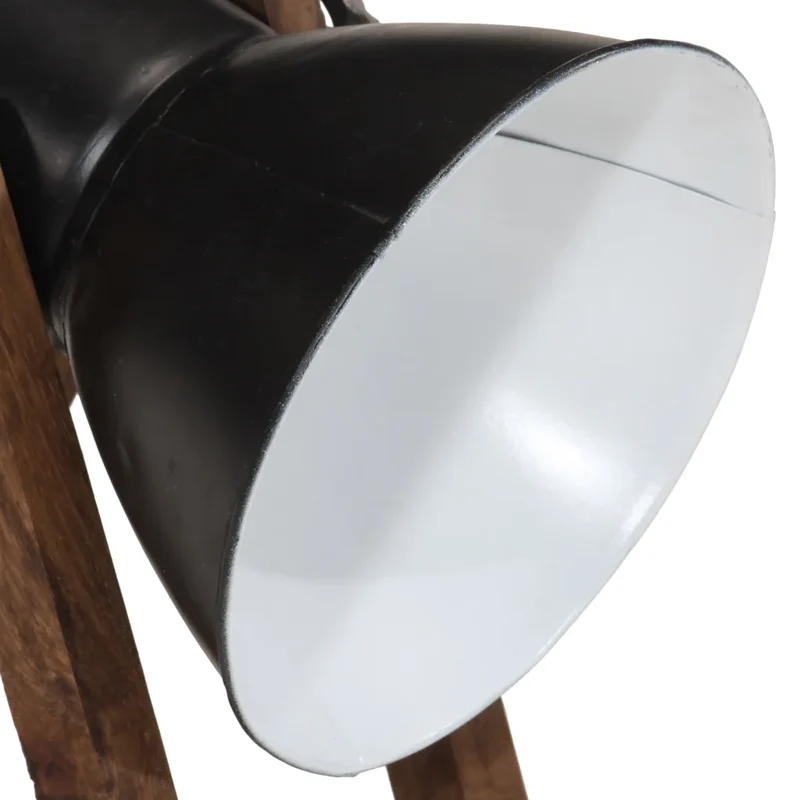 Lampe de bureau industrielle stable 30 x 17 x 40 cm ambiance cosy en bois de manguier noir 02_0047518