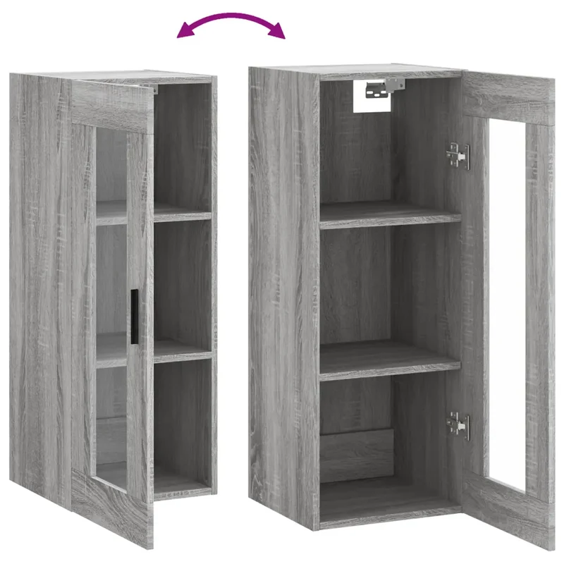 Armoire murale sonoma gris 34,5 x 34 x 90 cm grand espace de rangement design contemporain en bois gris 02_0048694