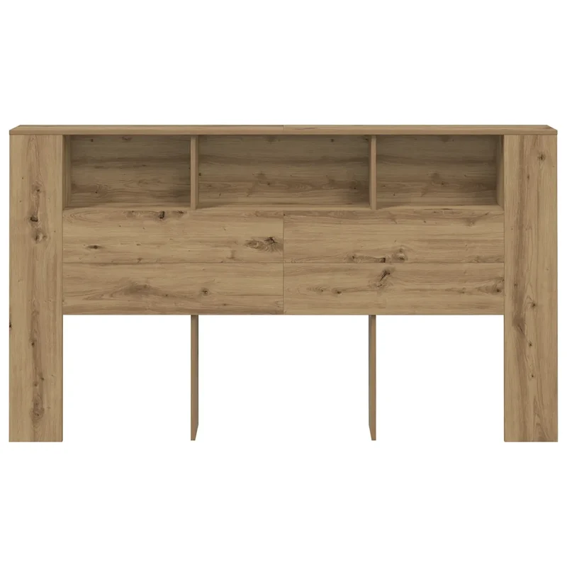 Armoire de tête de lit à bibliothèque 180 x 18 x 102 cm avec 3 compartiments style moderne en bois d'ingénierie chêne artisanal 02_0050973