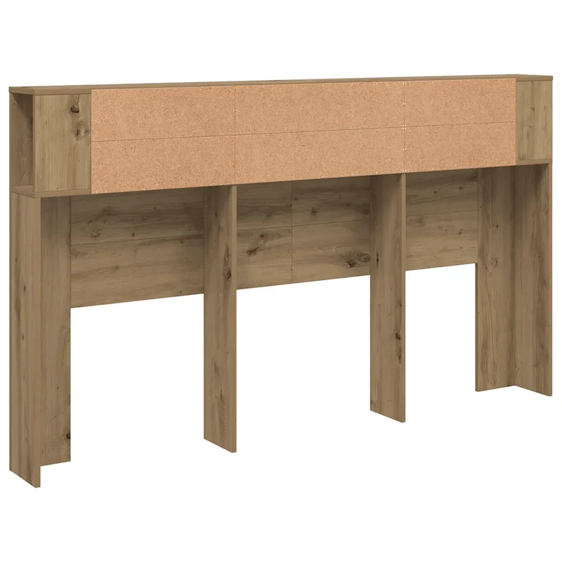 Armoire de tête de lit à bibliothèque 180 x 18 x 102 cm avec 3 compartiments style moderne en bois d'ingénierie chêne artisanal 02_0050973