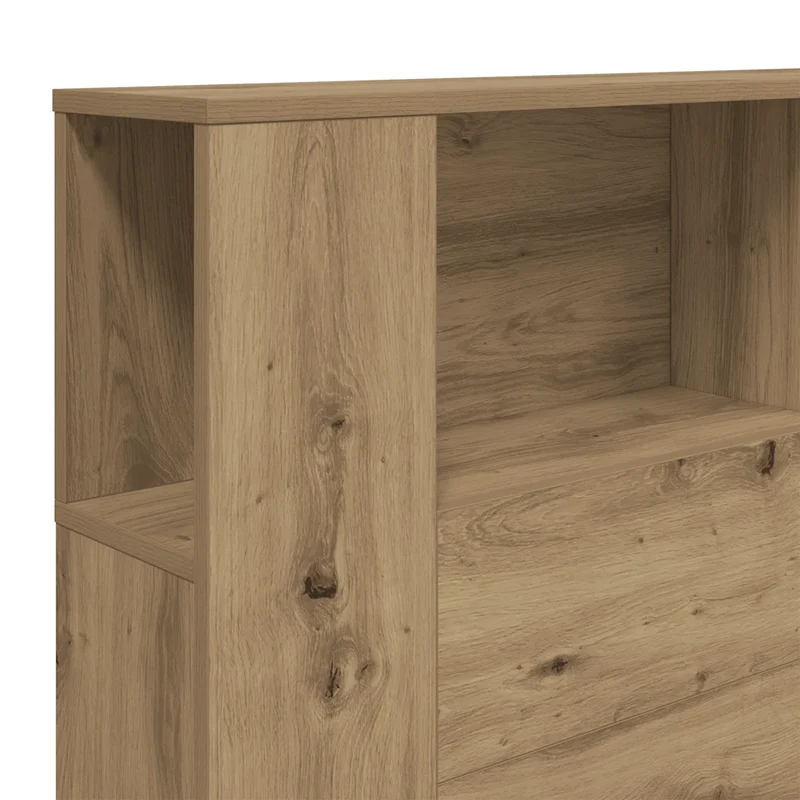Armoire de tête de lit à bibliothèque 180 x 18 x 102 cm avec 3 compartiments style moderne en bois d'ingénierie chêne artisanal 02_0050973