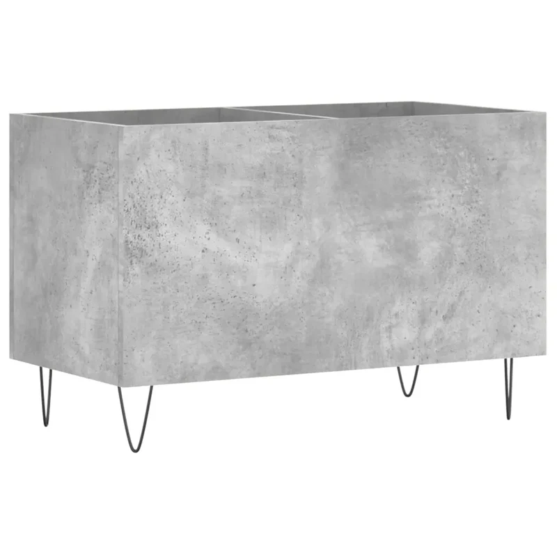 Armoire à disques classique rangement vinyles 74,5 x 38 x 48 cm style industriel en bois d'ingénierie gris béton 02_0049131