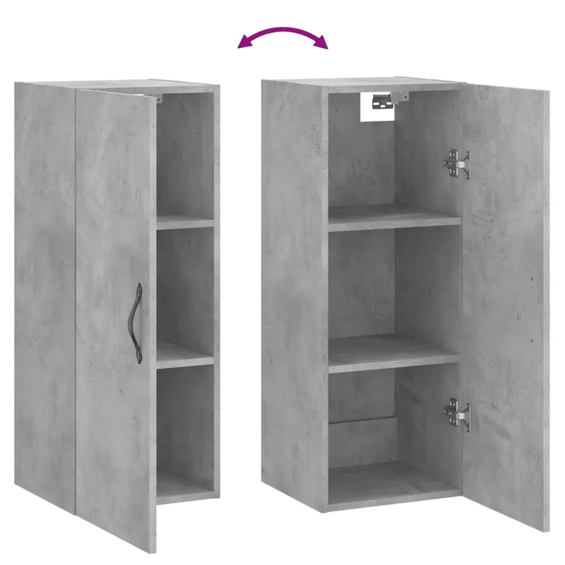 Armoire murale polyvalente 34,5 x 34 x 90 cm avec 3 compartiments moderne en bois béton 02_0049301