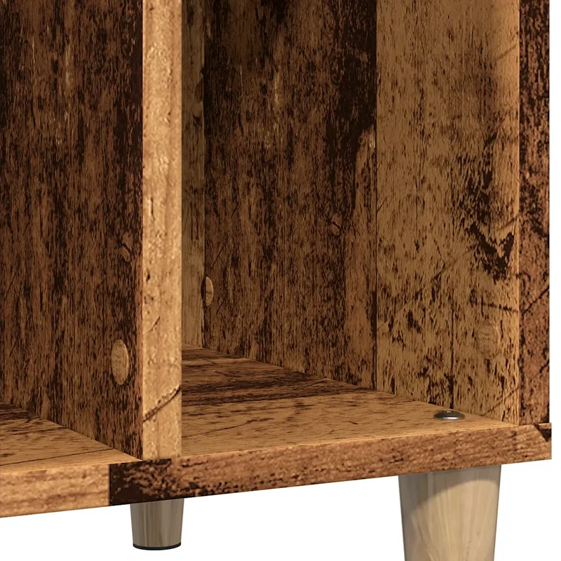 Armoire à disques vintage pratique 100 x 38 x 48 cm finition bois en bois d'ingénierie vieux bois 02_0051062