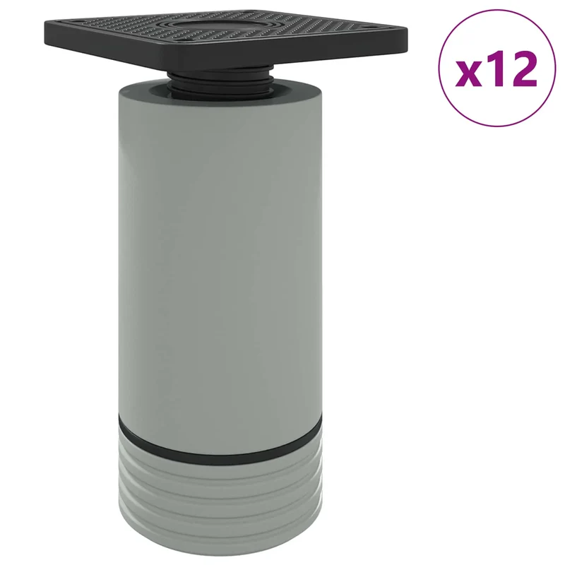 Lot de 12 pieds de meuble réglables hauteur 64 x 64 x 100 mm en PP blanc 02_0051980