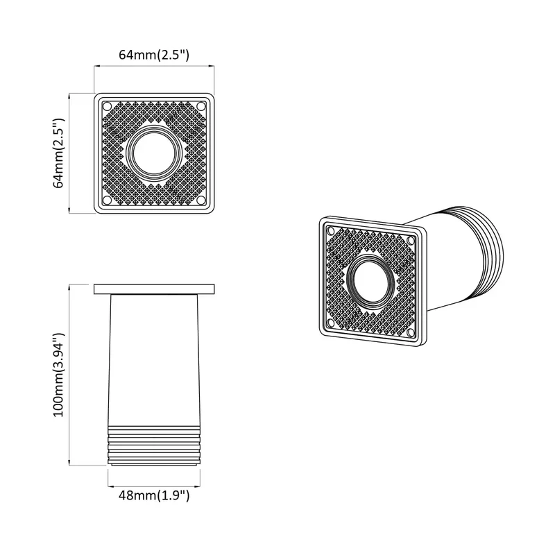 Lot de 12 pieds de meuble réglables hauteur 64 x 64 x 100 mm en PP blanc 02_0051980