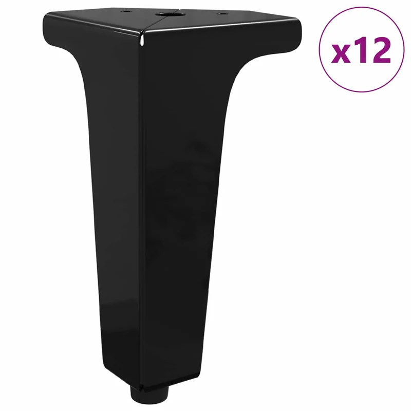 Lot de 12 pieds de meuble en fer durable 54,1 x 54,1 x 100 mm installation facile style moderne noir 02_0051974