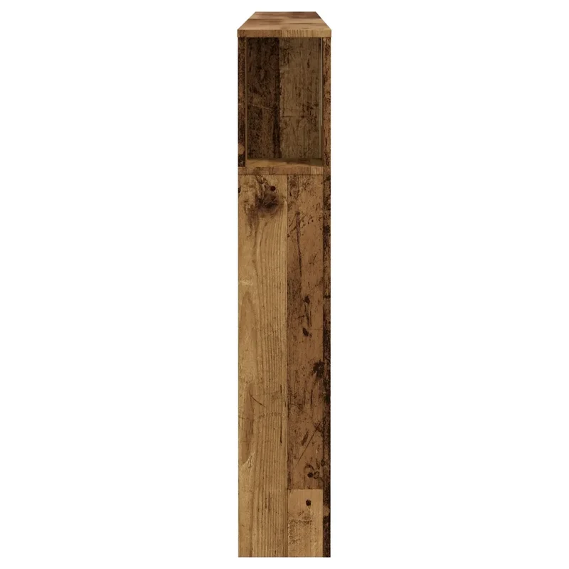Armoire de tête de lit à bibliothèque vintage 180 x 18,5 x 102,5 cm avec rangement pratique ambiance cosy en bois d'ingénierie vieux bois 02_0050972