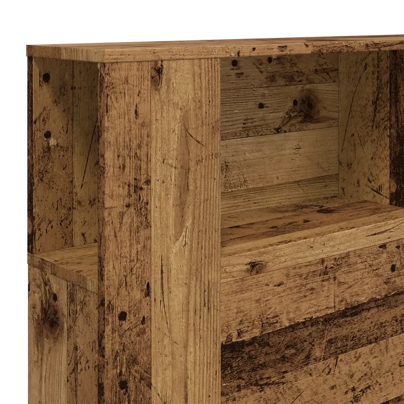 Armoire de tête de lit à bibliothèque vintage 180 x 18,5 x 102,5 cm avec rangement pratique ambiance cosy en bois d'ingénierie vieux bois 02_0050972