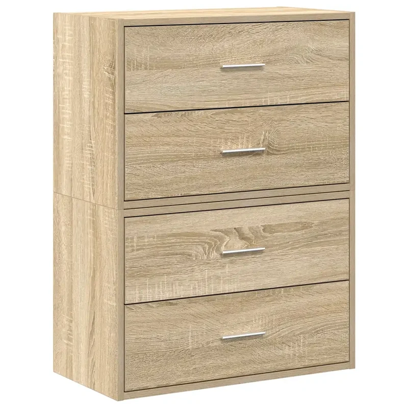 Lot de 2 armoires de rangement avec 2 tiroirs 60 x 31 x 40 cm en bois d'ingénierie chêne sonoma 02_0051193