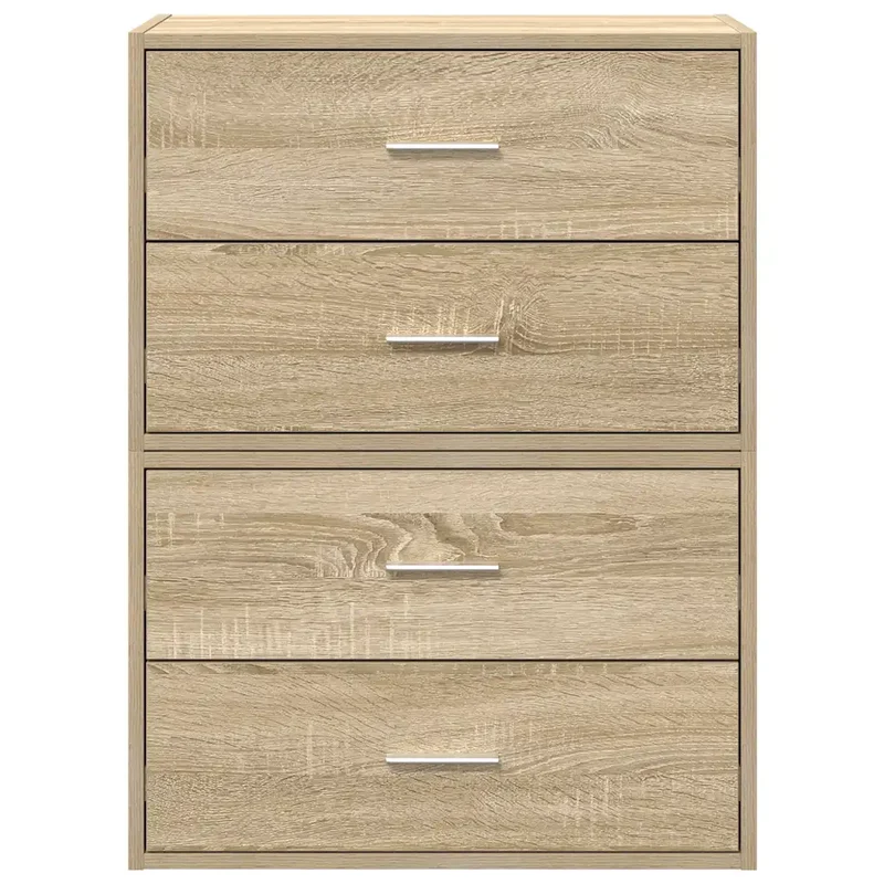 Lot de 2 armoires de rangement avec 2 tiroirs 60 x 31 x 40 cm en bois d'ingénierie chêne sonoma 02_0051193