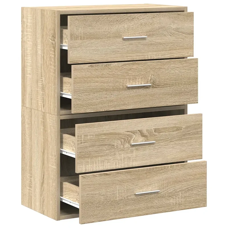 Lot de 2 armoires de rangement avec 2 tiroirs 60 x 31 x 40 cm en bois d'ingénierie chêne sonoma 02_0051193