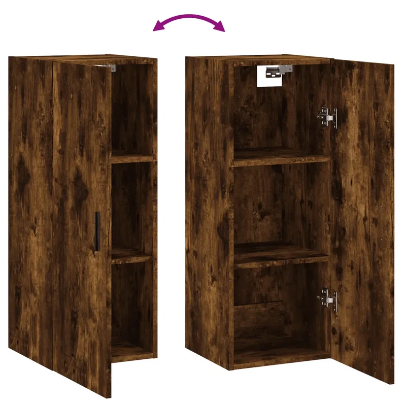 Armoire murale élégante pratique rangement 34,5 x 34 x 90 cm en bois d'ingénierie chêne fumé 02_0048672