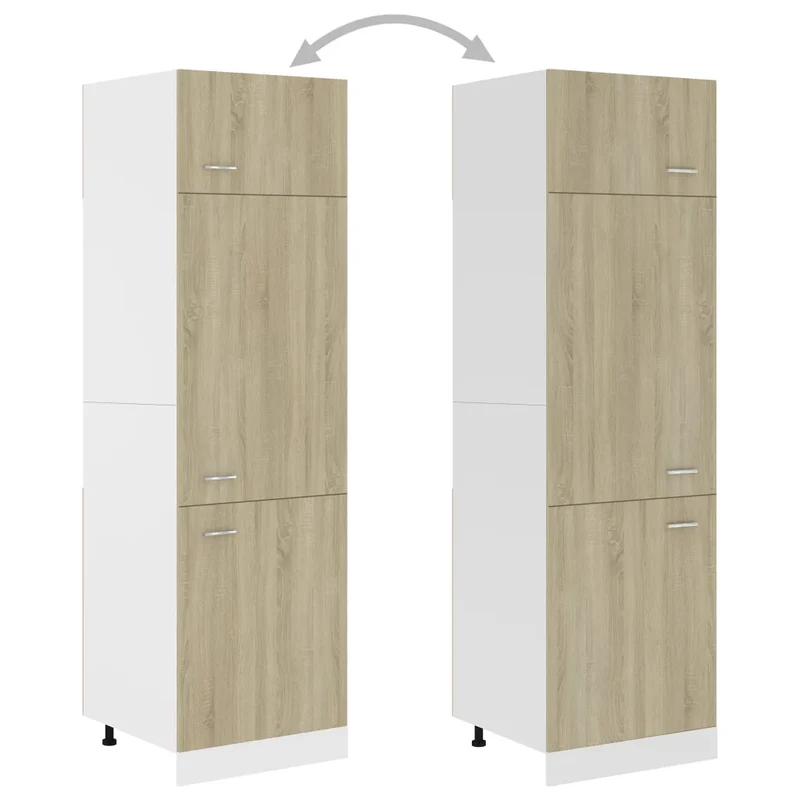 Armoire de rangement ergonomique cuisine avec quatre étagères 60 x 57 x 207 cm en bois d'ingénierie chêne sonoma 02_0047708
