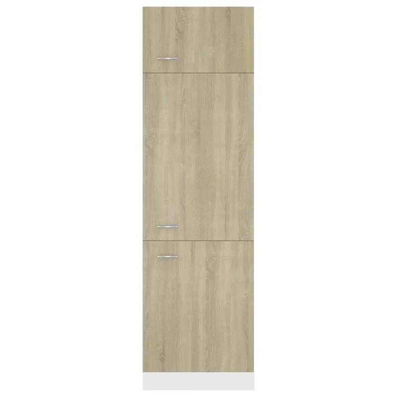 Armoire de rangement ergonomique cuisine avec quatre étagères 60 x 57 x 207 cm en bois d'ingénierie chêne sonoma 02_0047708