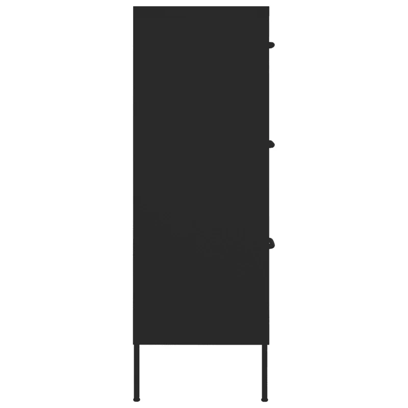 Armoire à tiroirs noire 80 x 35 x 101,5 cm robuste rangement ergonomique design contemporain en acier noir 02_0046842