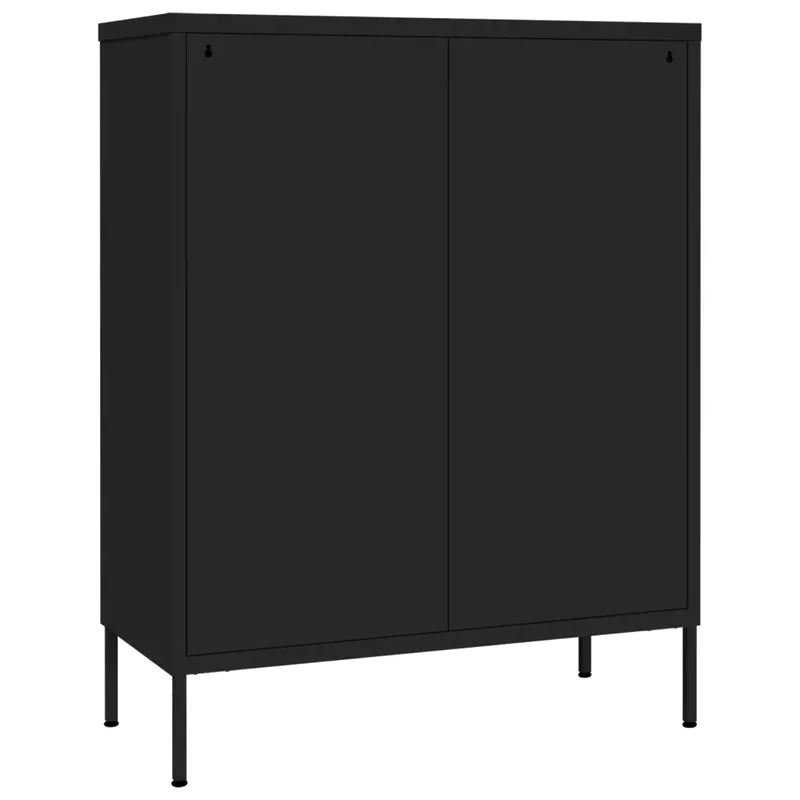 Armoire à tiroirs noire 80 x 35 x 101,5 cm robuste rangement ergonomique design contemporain en acier noir 02_0046842