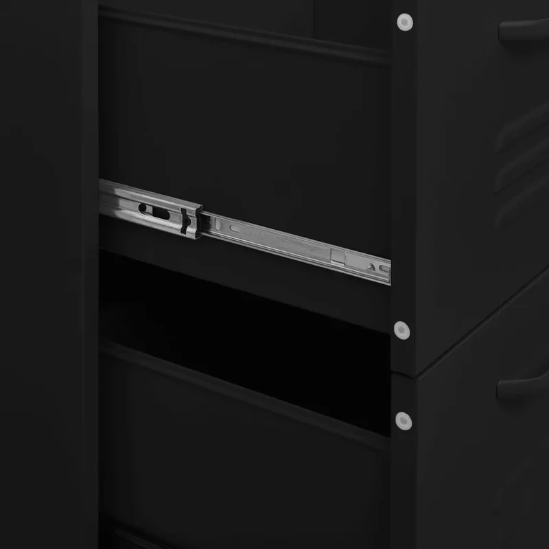 Armoire à tiroirs noire 80 x 35 x 101,5 cm robuste rangement ergonomique design contemporain en acier noir 02_0046842