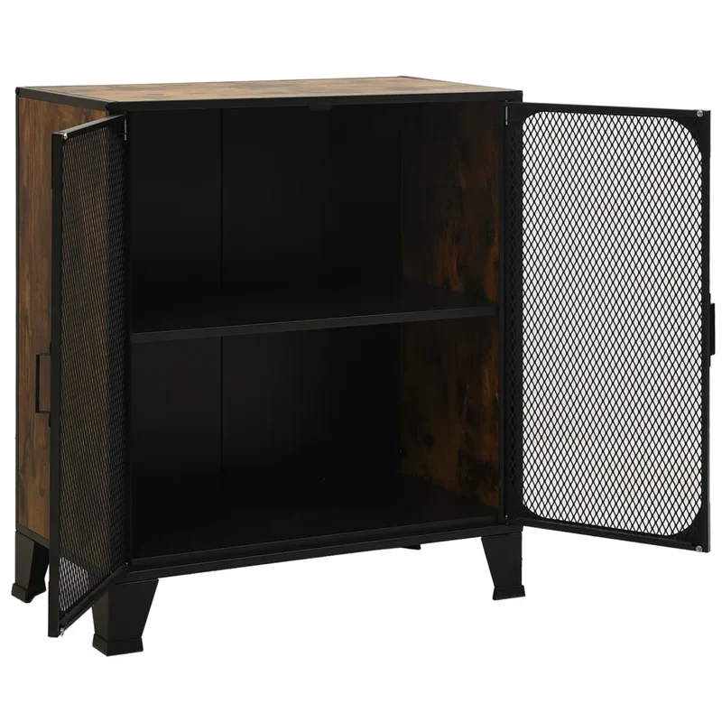 Armoire de rangement avec étagère intégrée style industriel urbain 72 x 36 x 82 cm en métal marron 02_0046798