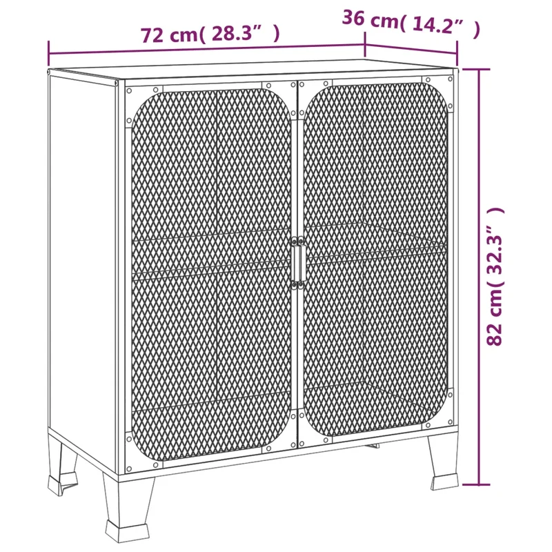 Armoire de rangement avec étagère intégrée style industriel urbain 72 x 36 x 82 cm en métal marron 02_0046798