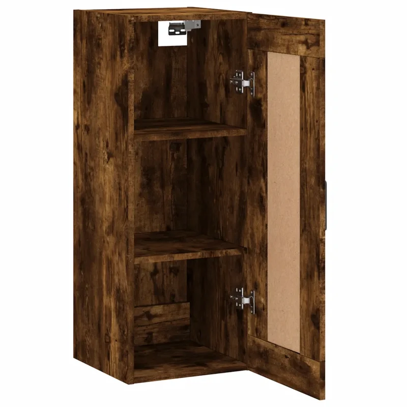 Armoire murale 34,5 x 34 x 90 cm grand espace de rangement design élégant moderne en bois d'ingénierie chêne fumé 02_0048955