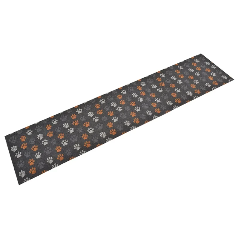 Tapis de cuisine lavable design élégant impression de pattes 300 x 60 cm en velours noir 02_0046067