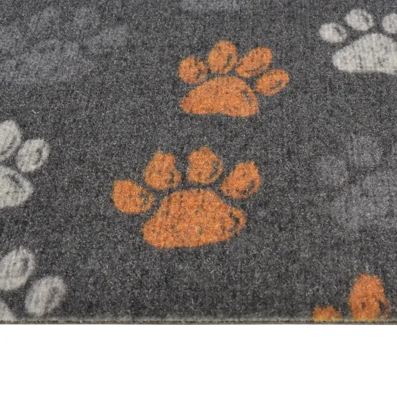 Tapis de cuisine lavable design élégant impression de pattes 300 x 60 cm en velours noir 02_0046067