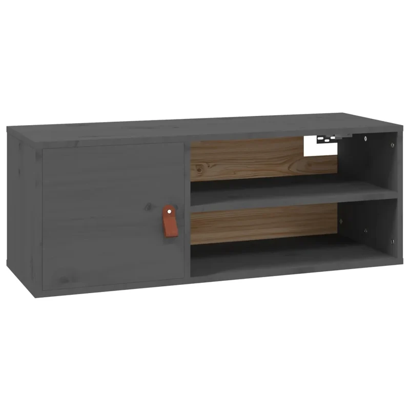 Lot de 2 armoires murales pratiques avec rangement 80 x 30 x 30 cm en bois de pin gris 02_0048387