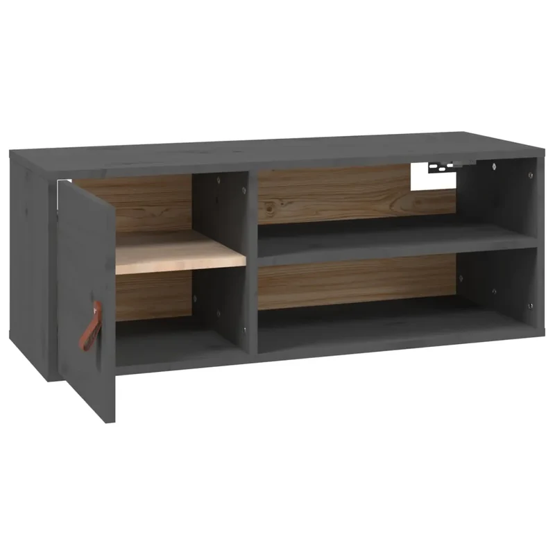 Lot de 2 armoires murales pratiques avec rangement 80 x 30 x 30 cm en bois de pin gris 02_0048387
