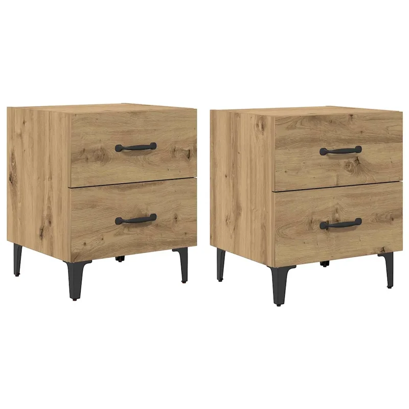 Table de chevet avec tiroir pratique style rustique chambre 40 x 35 x 47,5 cm en bois chêne artisanal 02_0052684
