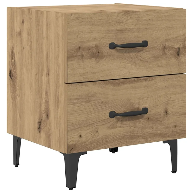 Table de chevet avec tiroir pratique style rustique chambre 40 x 35 x 47,5 cm en bois chêne artisanal 02_0052684