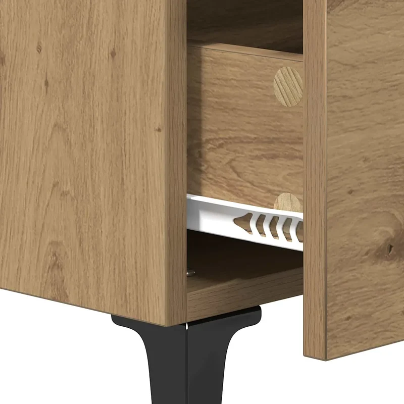 Table de chevet avec tiroir pratique style rustique chambre 40 x 35 x 47,5 cm en bois chêne artisanal 02_0052684
