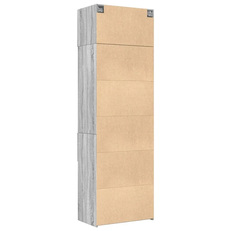 Armoire de rangement haute 11 compartiments 70 x 42,5 x 225 cm style moderne en bois d'ingénierie gris 02_0055591