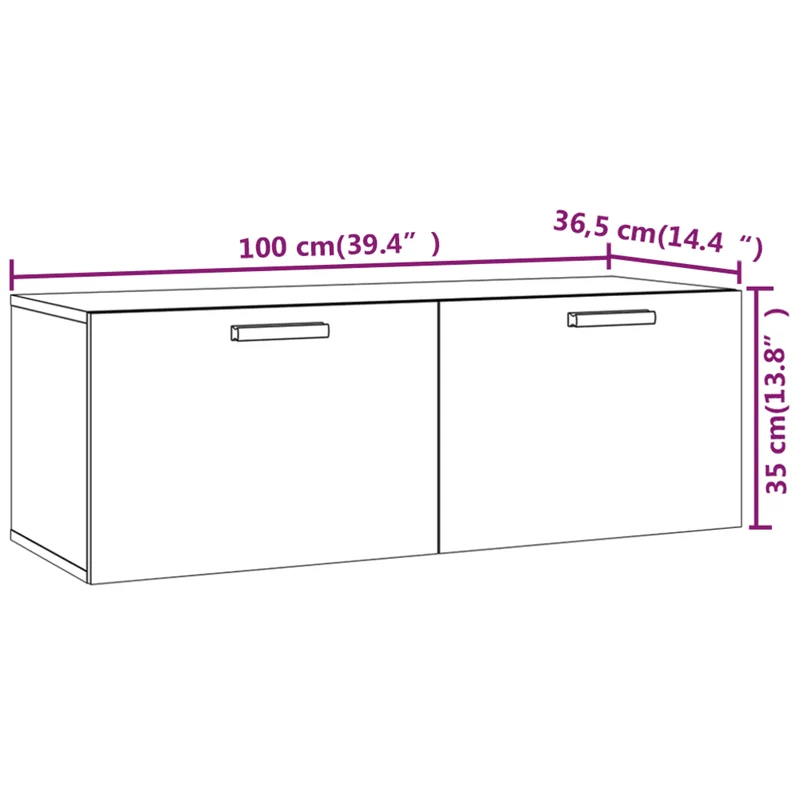 Armoire murale design élégante légère rangement 100 x 36,5 x 35 cm en bois d'ingénierie gris béton 02_0048058