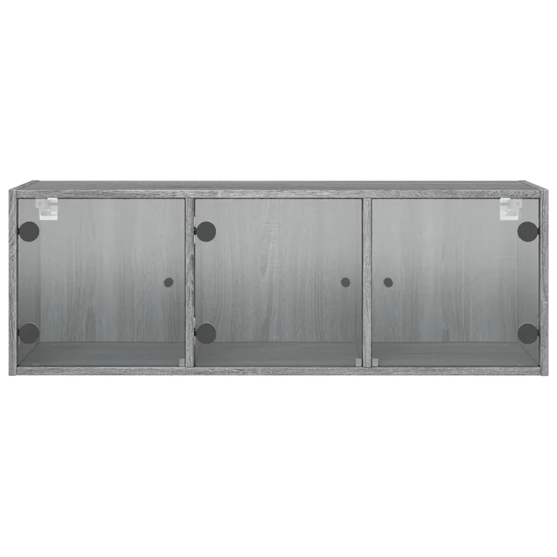 Armoire murale en bois sonoma gris 102 x 37 x 35 cm design élégante avec portes vitrées finition moderne 02_0049349