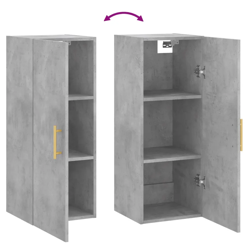 Armoire murale design élégant rangement polyvalent 34,5 x 34 x 90 cm en bois d'ingénierie gris béton 02_0048657