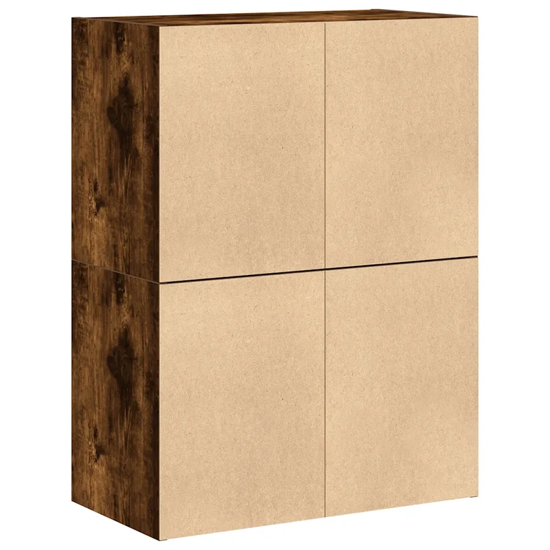 Lot de 2 armoires de rangement avec 2 tiroirs empilables 60 x 31 x 40 cm en bois d'ingénierie chêne fumé 02_0051197
