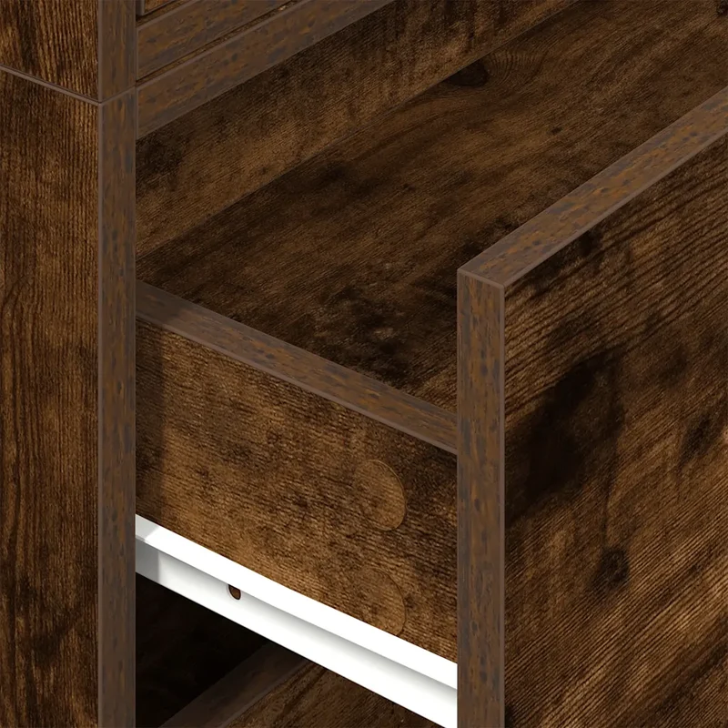 Lot de 2 armoires de rangement avec 2 tiroirs empilables 60 x 31 x 40 cm en bois d'ingénierie chêne fumé 02_0051197