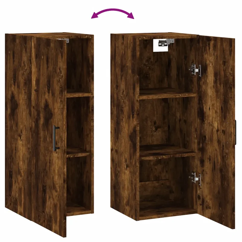 Armoire murale chêne fumé élégant 34,5 x 34 x 90 cm espace de rangement pratique design intemporel en bois d'ingénierie chêne fumé 02_0048668