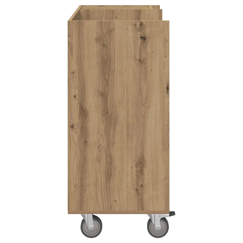Armoire de rangement intérieure moderne avec 4 roues grand espace de stockage 90 x 45 x 98 cm en bois chêne artisanal 02_0055070