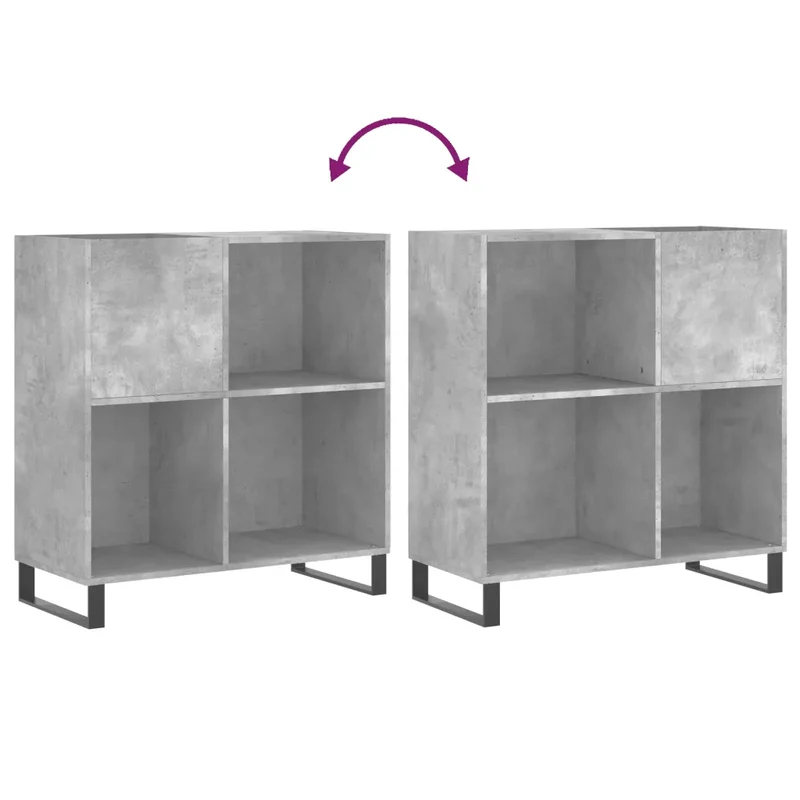 Armoire à disques pratique avec espace de rangement 84,5 x 38 x 89 cm en bois d'ingénierie gris béton 02_0049178