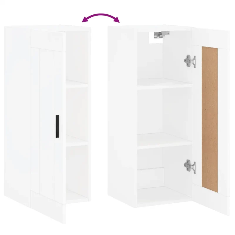 Armoire murale élégante 34,5 x 34 x 90 cm avec 3 compartiments rangement moderne en bois blanc 02_0048957