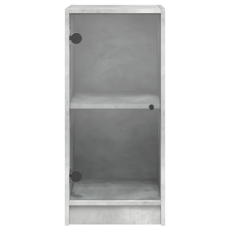 Armoire latérale with portes vitrées espace de rangement 35 x 37 x 75 cm en bois gris béton 02_0049319
