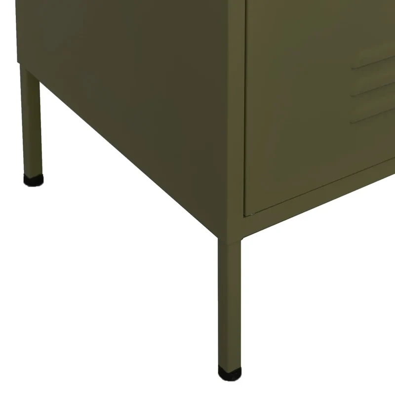 Armoire de rangement moderne 80 x 35 x 101,5 cm avec 2 tiroirs pratiques ambiance cosy en acier vert olive 02_0046844