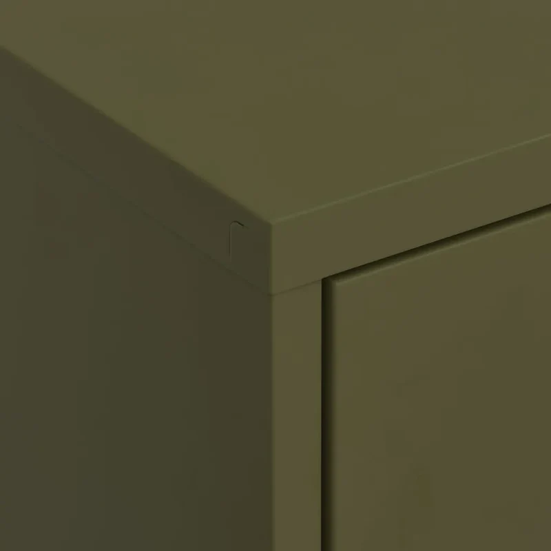 Armoire de rangement moderne 80 x 35 x 101,5 cm avec 2 tiroirs pratiques ambiance cosy en acier vert olive 02_0046844