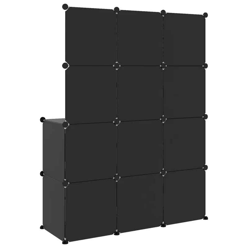 Armoire de rangement cubique enfants pratique 110 x 46,5 x 144 cm motif coloré en PP noir 02_0047052